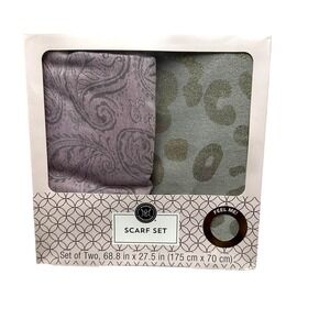 New in Box! Scarf Set Of 2 Modern Expressions 68.8 in x 27.5 in (175 cm X 70 cm)